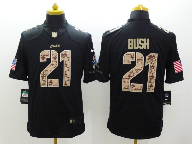 Men's Detroit Lions Reggie Bush #21 Black Jersey